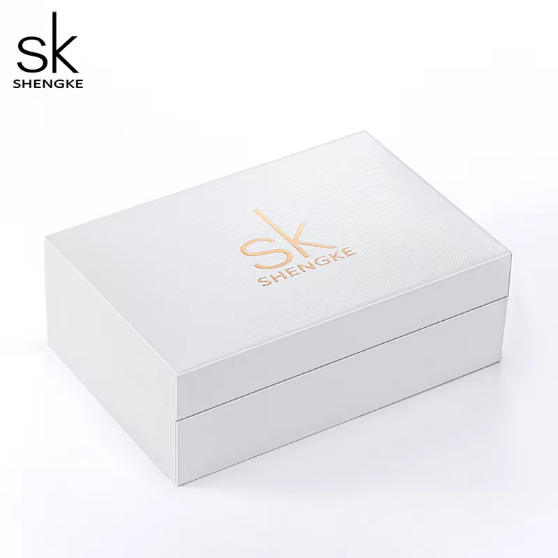 SHENGKE Creative Quartz Watch High Quality Luxury Jewelry Set Gift Box Women Watch Wristwatch Earrings Necklace Relogio Feminino