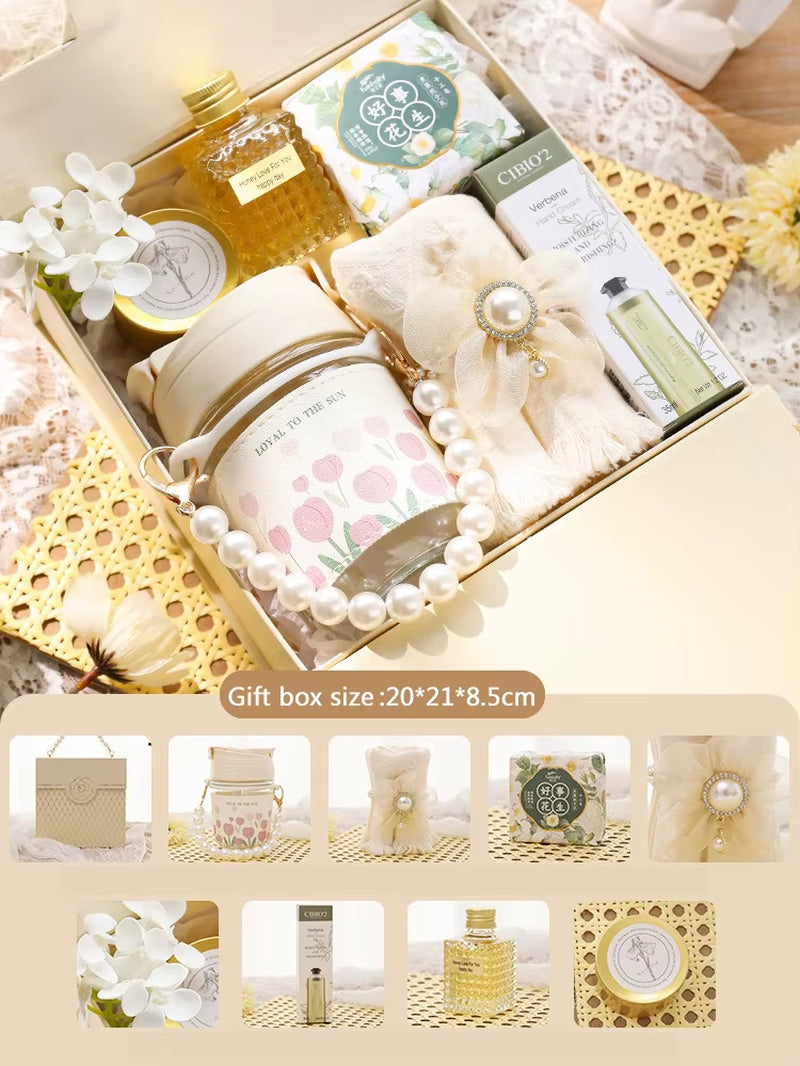 Camellia Pearl Gift Set Women Practical Birthday Valentine'S Day Bridal Shower Mother'S Day Hand Companion Gift Boxes Gifts