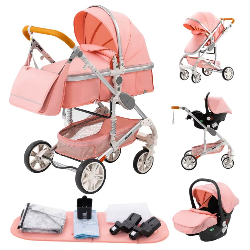 Discover the Versatile 3 in 1 Lightweight High-View Stroller with Aluminium Alloy Frame - Perfect Travel System for Newborns and Toddlers!