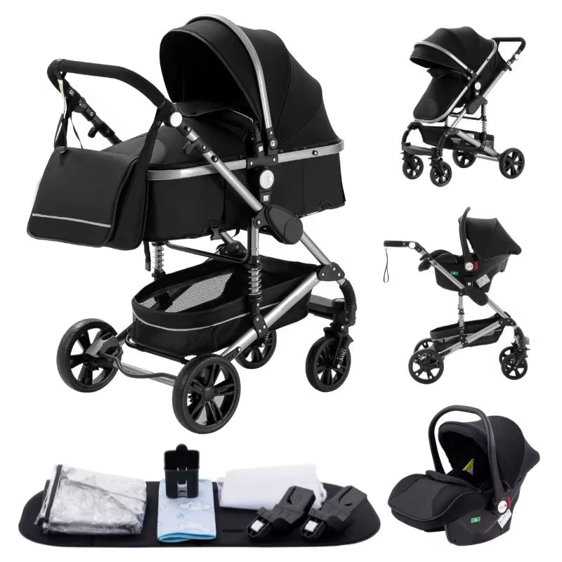 Discover the Versatile 3 in 1 Lightweight High-View Stroller with Aluminium Alloy Frame - Perfect Travel System for Newborns and Toddlers!