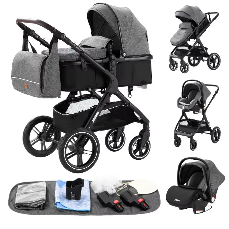 Discover the Versatile 3 in 1 Lightweight High-View Stroller with Aluminium Alloy Frame - Perfect Travel System for Newborns and Toddlers!