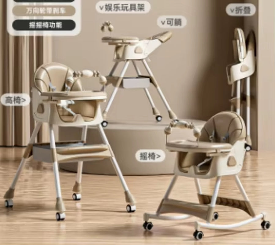 Baby Chair Baby Feeding Chair Baby Dining Table Chair High Chair for Feeding Children'S Folding Dining Chair with Wheel