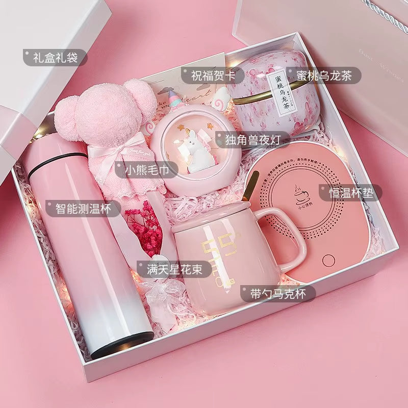 Wholesale Custom Gift Box Set Women'S Gift Set Intelligent Water Cup Heating Pad Mug Humidifier Set Holiday Gift for Wedding