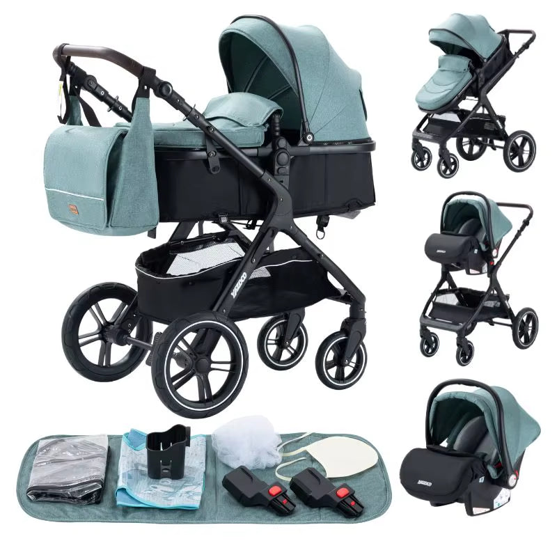 Discover the Versatile 3 in 1 Lightweight High-View Stroller with Aluminium Alloy Frame - Perfect Travel System for Newborns and Toddlers!