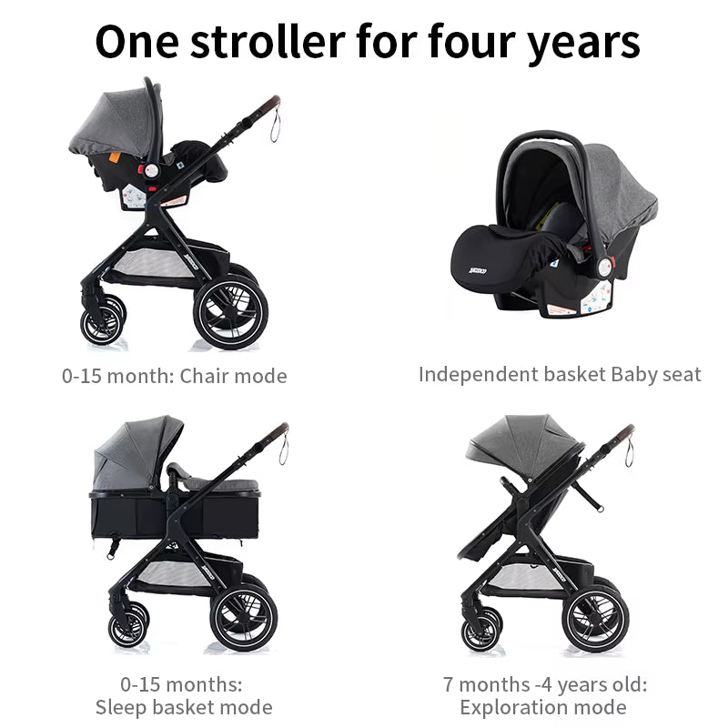 Discover the Versatile 3 in 1 Lightweight High-View Stroller with Aluminium Alloy Frame - Perfect Travel System for Newborns and Toddlers!
