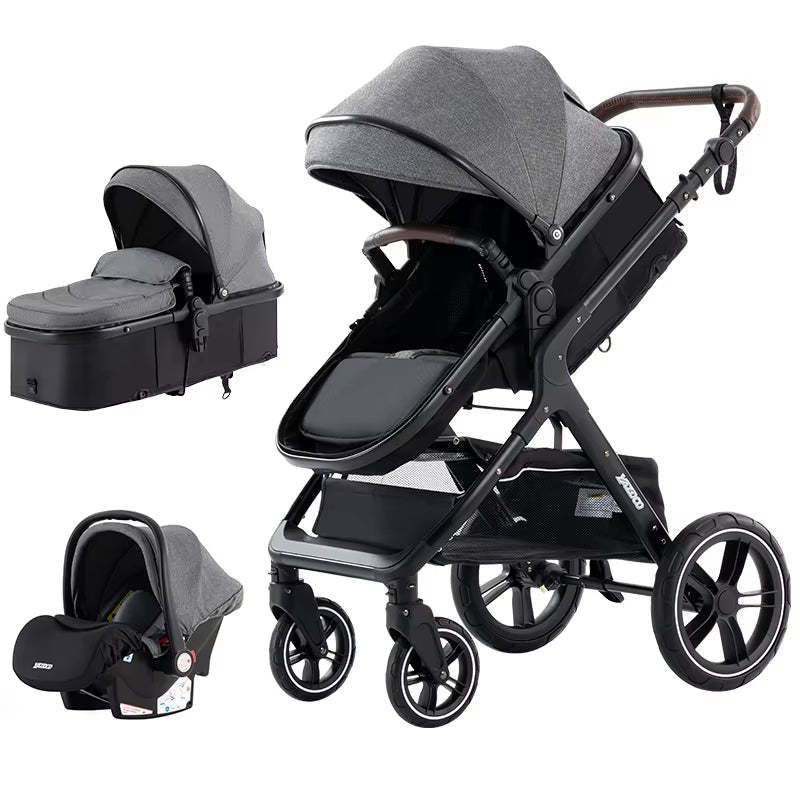 Discover the Versatile 3 in 1 Lightweight High-View Stroller with Aluminium Alloy Frame - Perfect Travel System for Newborns and Toddlers!