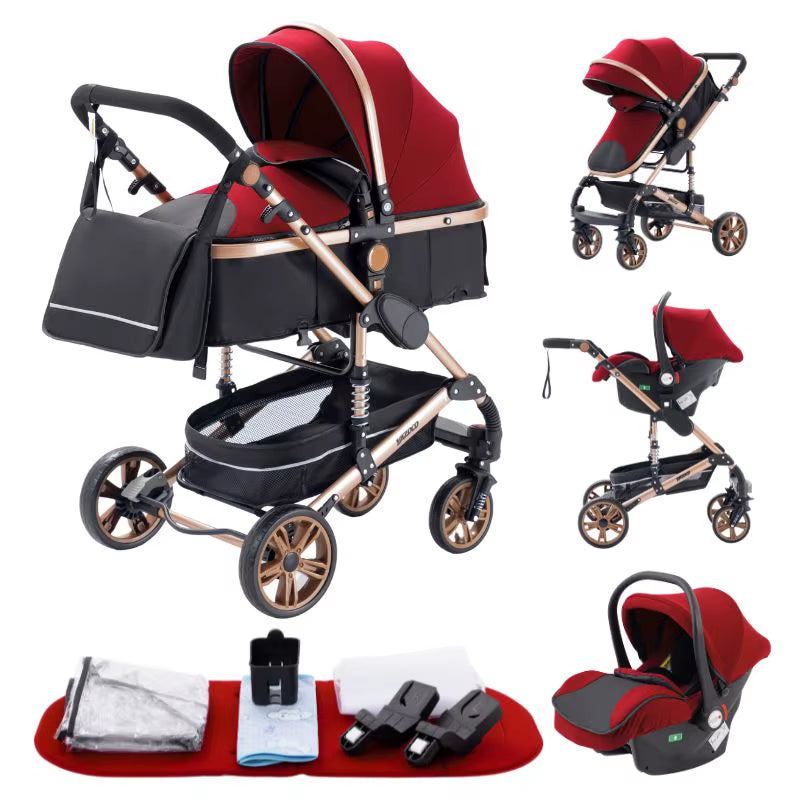 Discover the Versatile 3 in 1 Lightweight High-View Stroller with Aluminium Alloy Frame - Perfect Travel System for Newborns and Toddlers!
