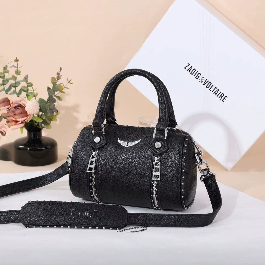 Fashionable Mini Boston Women'S Bag 2025 New Style Single Shoulder Handbag Diamond Embellished PU Material Cross-Border Trend