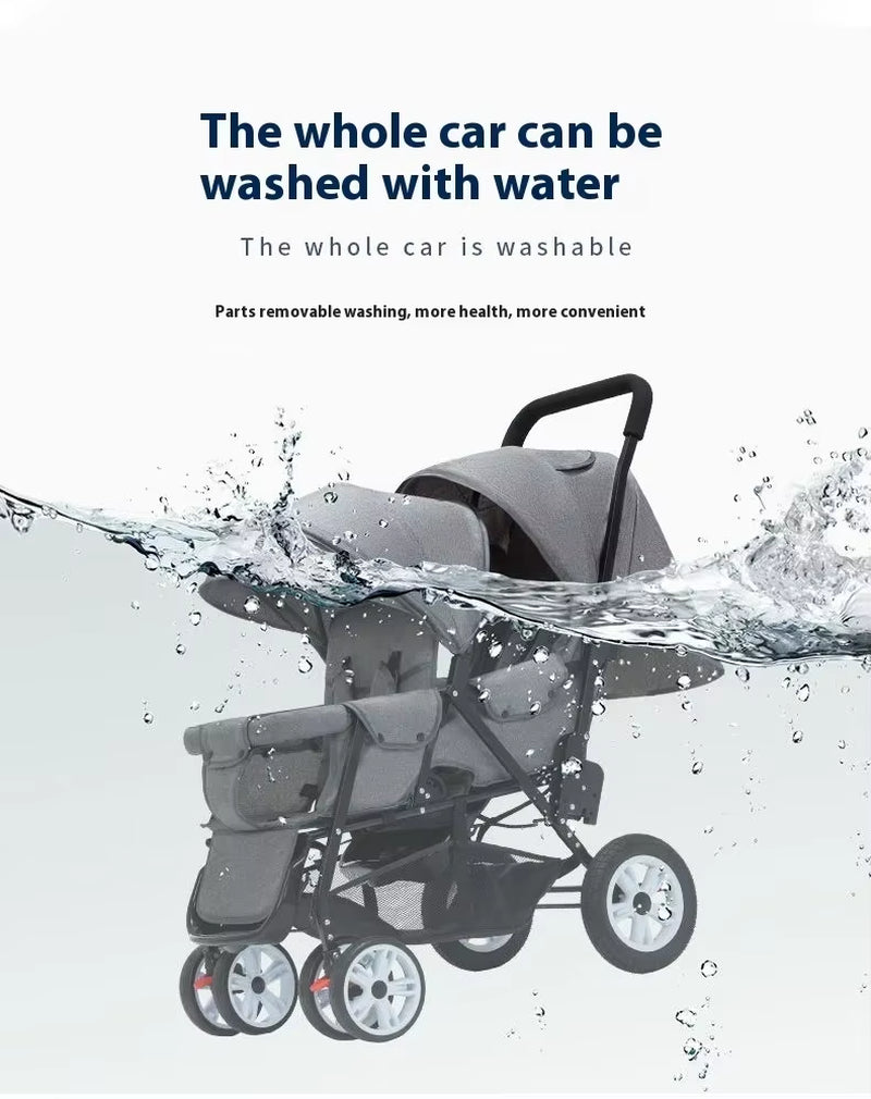 Poussette Double Front and Rear Seats Foldable Baby Stroller for Two Children Lightweight Portable Twin Stroller EU STOCK