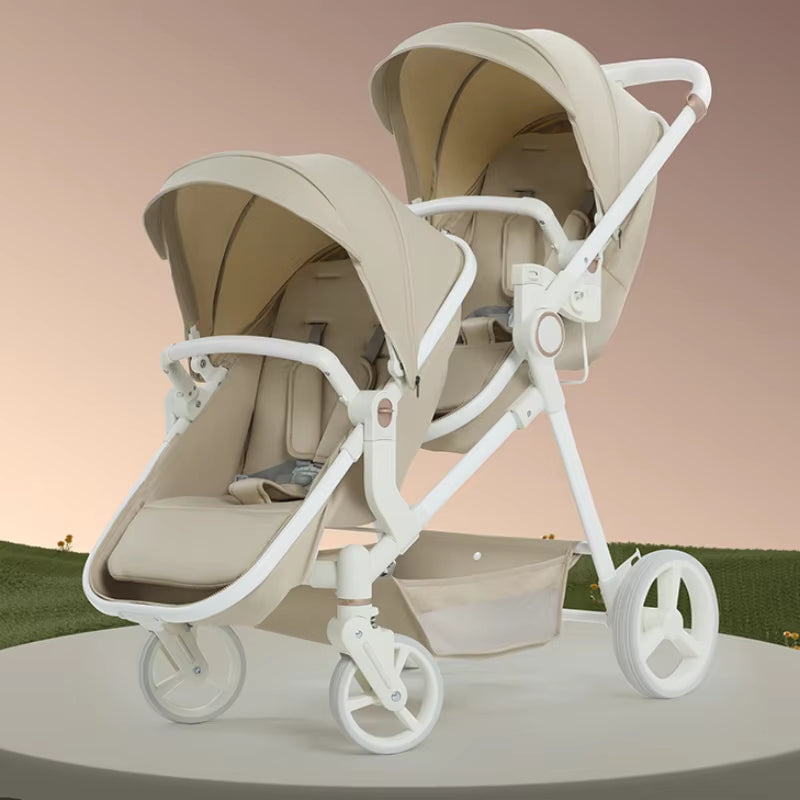2025 Newest Twin Baby Stroller, Poussette Double Baby Stroller,High Quality Twin Baby Stroller with 1 Year Warranty