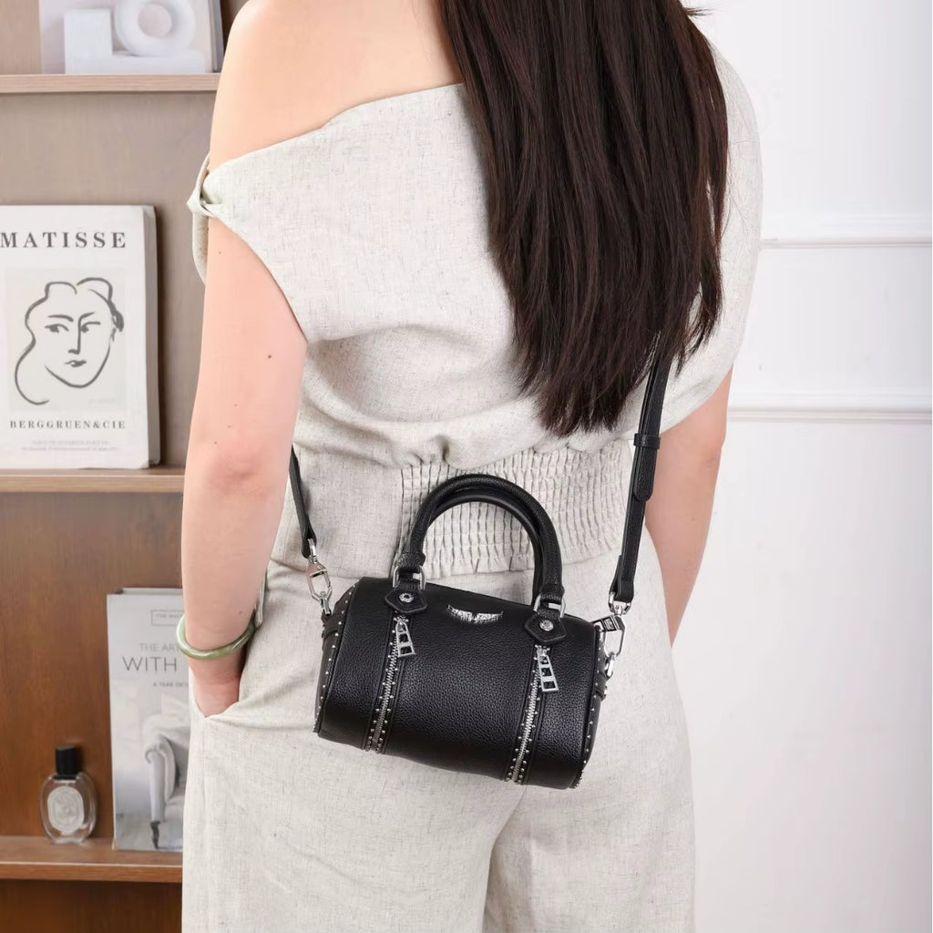 Fashionable Mini Boston Women'S Bag 2025 New Style Single Shoulder Handbag Diamond Embellished PU Material Cross-Border Trend