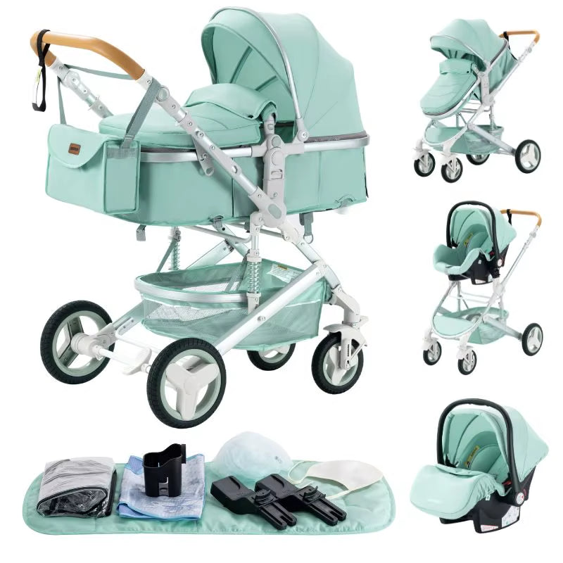 Discover the Versatile 3 in 1 Lightweight High-View Stroller with Aluminium Alloy Frame - Perfect Travel System for Newborns and Toddlers!