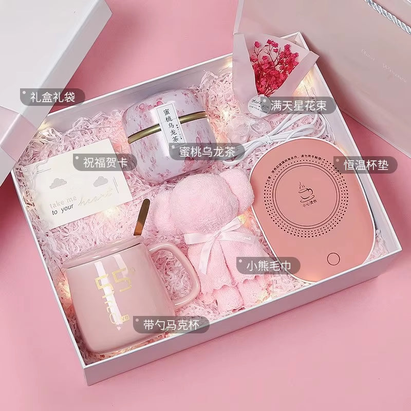 Wholesale Custom Gift Box Set Women'S Gift Set Intelligent Water Cup Heating Pad Mug Humidifier Set Holiday Gift for Wedding