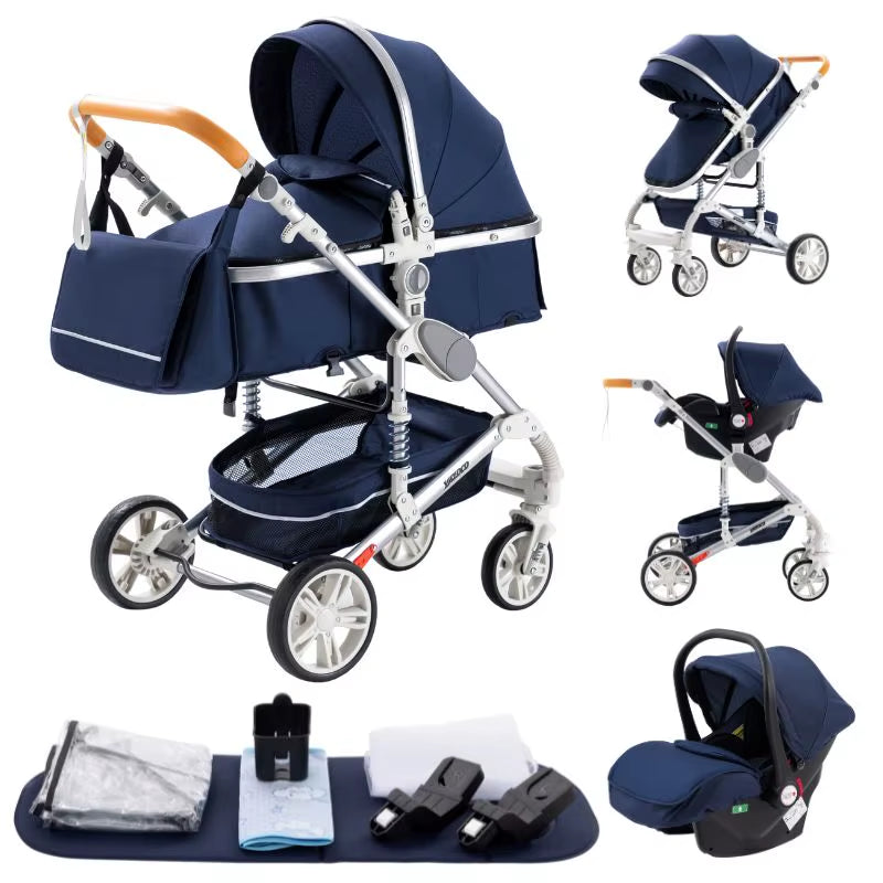 Discover the Versatile 3 in 1 Lightweight High-View Stroller with Aluminium Alloy Frame - Perfect Travel System for Newborns and Toddlers!