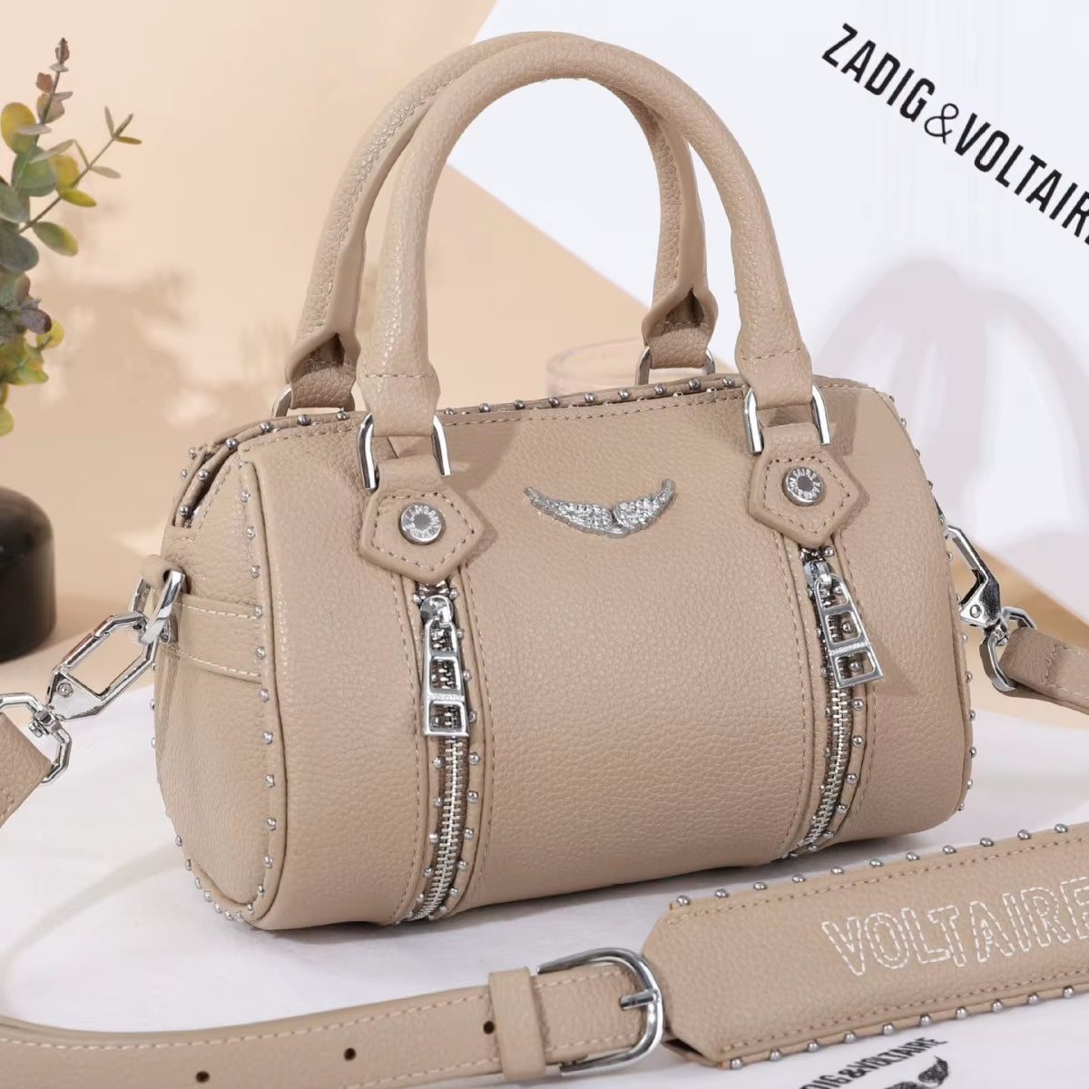 Fashionable Mini Boston Women'S Bag 2025 New Style Single Shoulder Handbag Diamond Embellished PU Material Cross-Border Trend