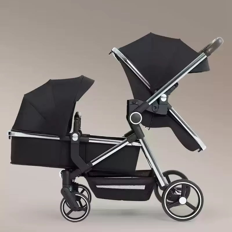 2025 Newest Twin Baby Stroller, Poussette Double Baby Stroller,High Quality Twin Baby Stroller with 1 Year Warranty