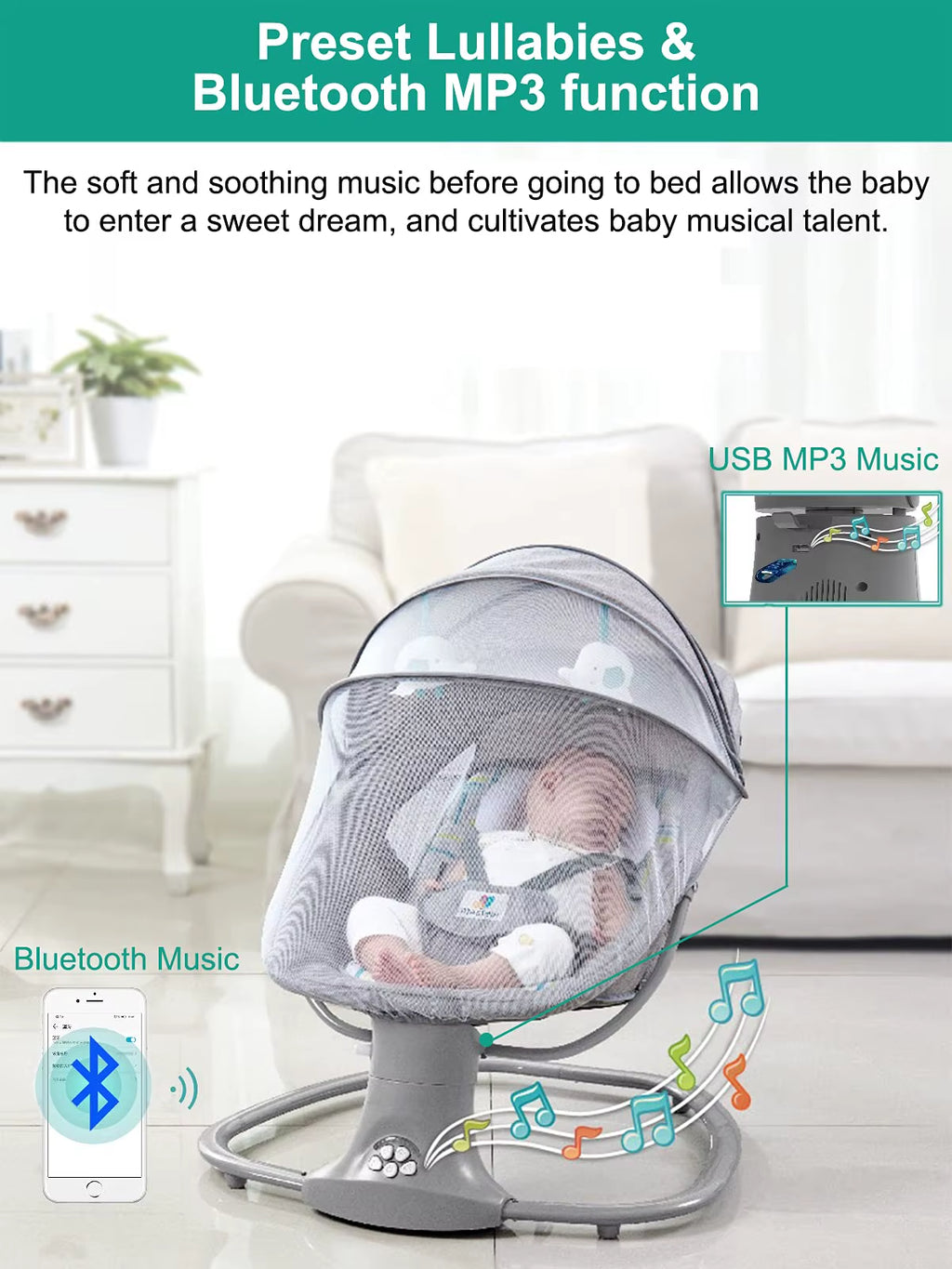 Baby Bed Luxury Cradles Baby Swing Electric Infant Crib Baby Bed Newborn Baby Swing Electric Electric Rocking Chair for Baby