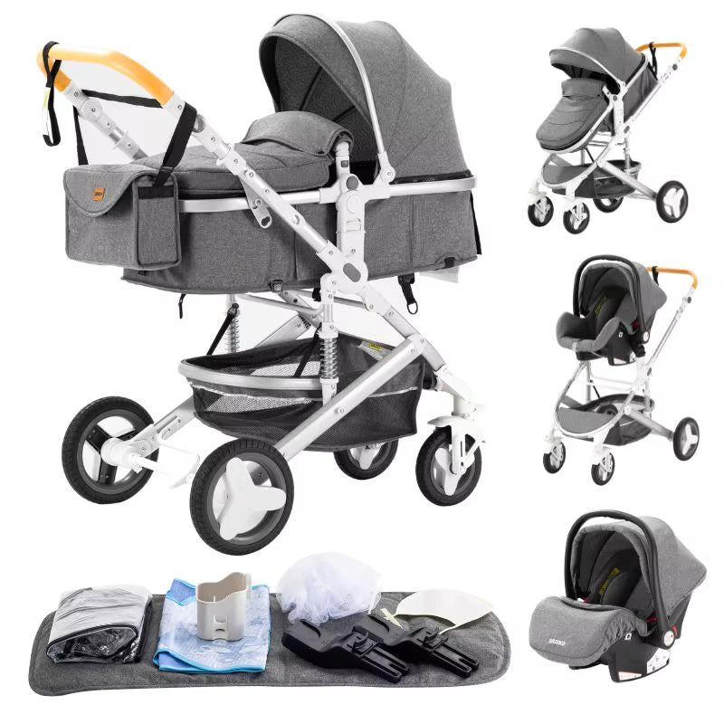 Discover the Versatile 3 in 1 Lightweight High-View Stroller with Aluminium Alloy Frame - Perfect Travel System for Newborns and Toddlers!