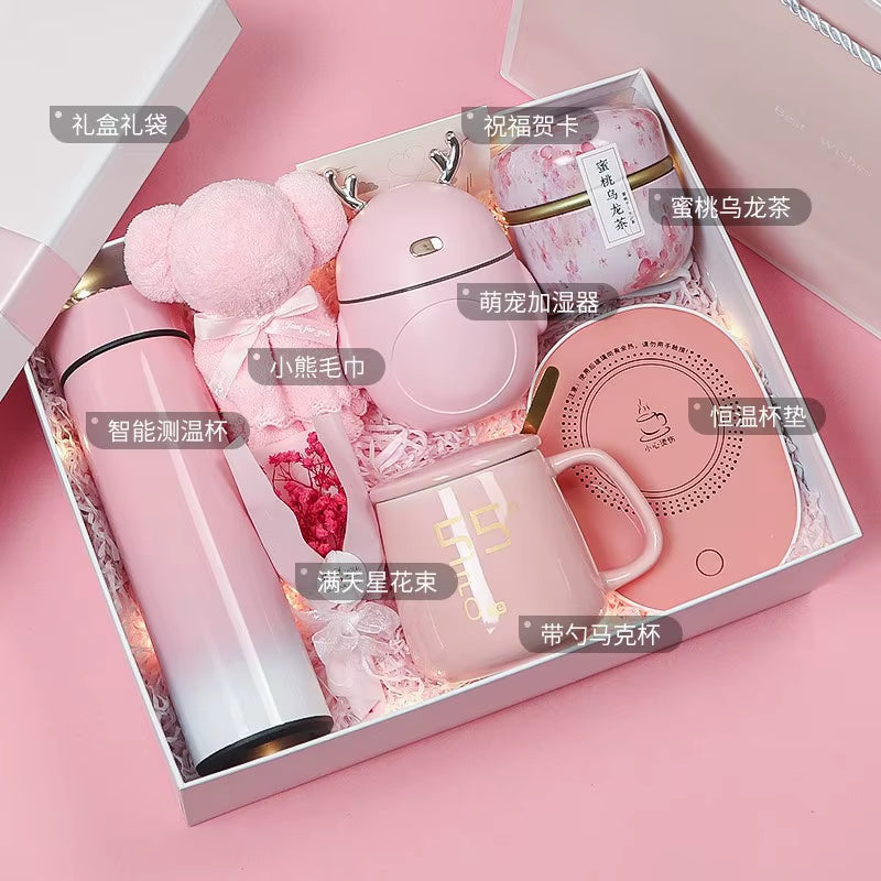 Wholesale Custom Gift Box Set Women'S Gift Set Intelligent Water Cup Heating Pad Mug Humidifier Set Holiday Gift for Wedding