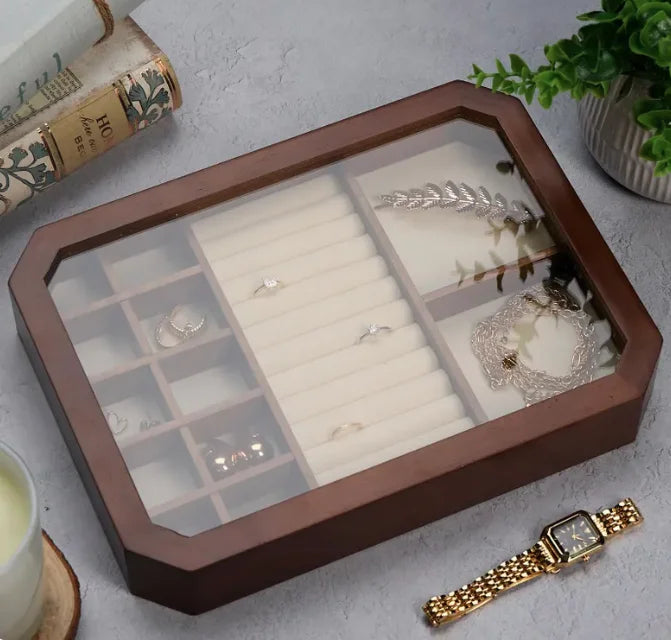 Elegant Wooden Jewelry Box Organizer with Spacious Drawers for Women - Perfect for Storing Watches, Necklaces, Rings, and Earrings