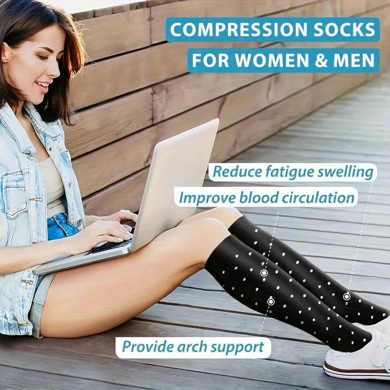 6 Pairs of Premium Compression Socks for Women - Ideal for Running, Cycling, and Daily Comfort