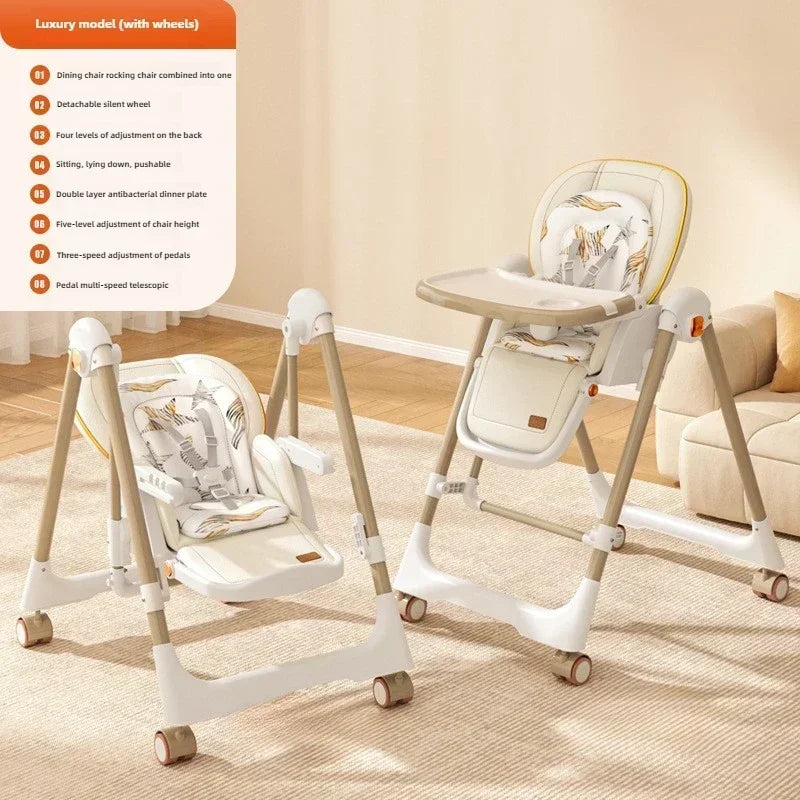 Versatile Lightweight Foldable Baby Dining Chair - Two-in-One Rocking High-View Seat for Comfort & Convenience with EU Delivery