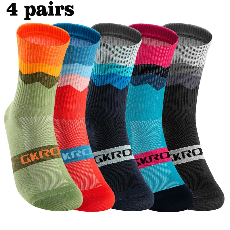 Stay Comfortable and Stylish with Our 4 Pairs of Men's Compression Bike Socks - Perfect for Cycling and Outdoor Activities!
