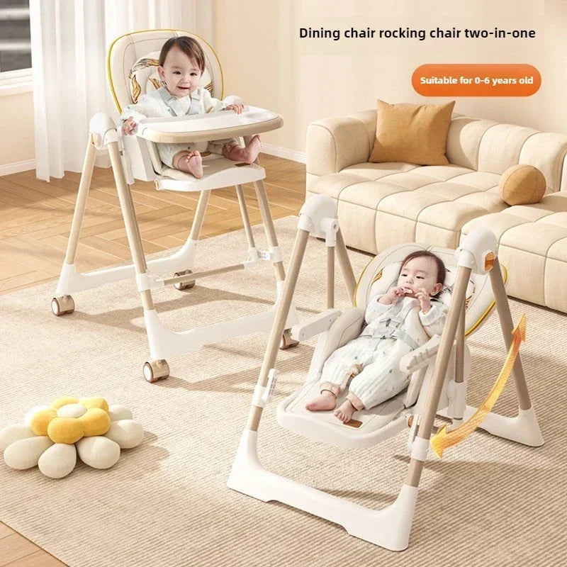 Versatile Lightweight Foldable Baby Dining Chair - Two-in-One Rocking High-View Seat for Comfort & Convenience with EU Delivery