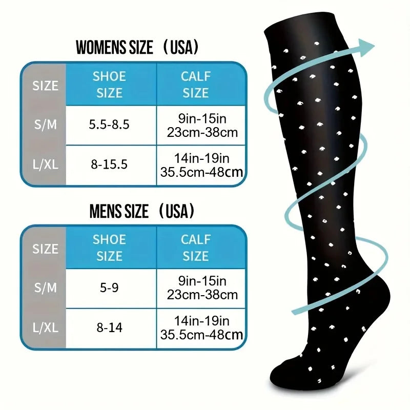 6 Pairs of Premium Compression Socks for Women - Ideal for Running, Cycling, and Daily Comfort
