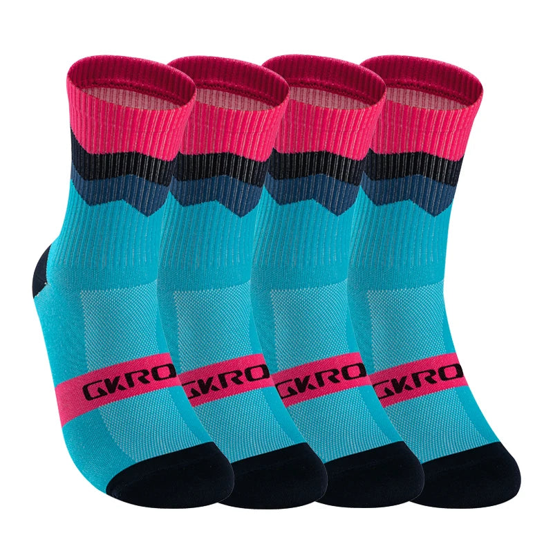 Stay Comfortable and Stylish with Our 4 Pairs of Men's Compression Bike Socks - Perfect for Cycling and Outdoor Activities!