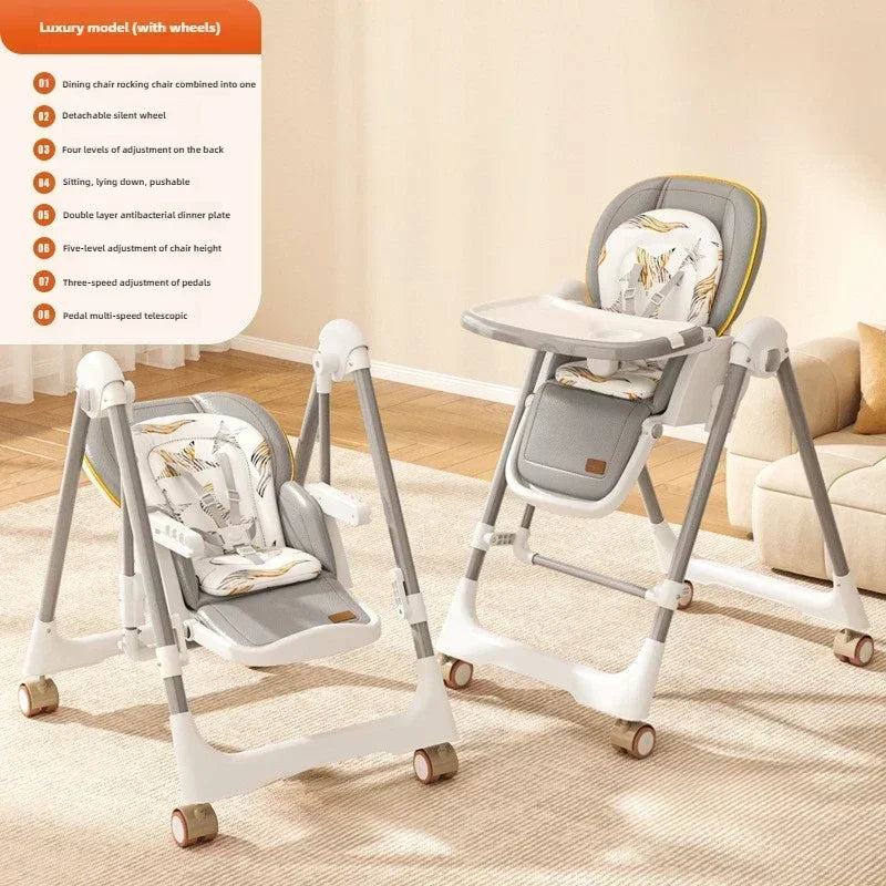 Versatile Lightweight Foldable Baby Dining Chair - Two-in-One Rocking High-View Seat for Comfort & Convenience with EU Delivery