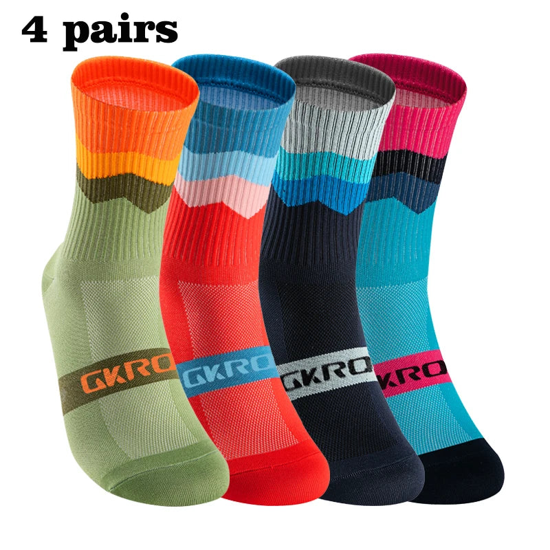 Stay Comfortable and Stylish with Our 4 Pairs of Men's Compression Bike Socks - Perfect for Cycling and Outdoor Activities!