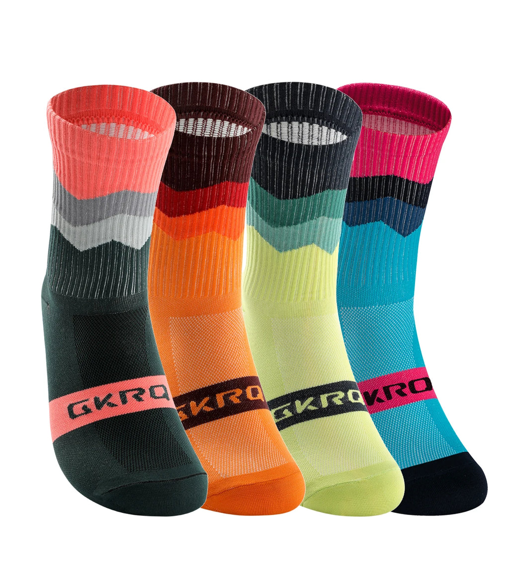 Stay Comfortable and Stylish with Our 4 Pairs of Men's Compression Bike Socks - Perfect for Cycling and Outdoor Activities!