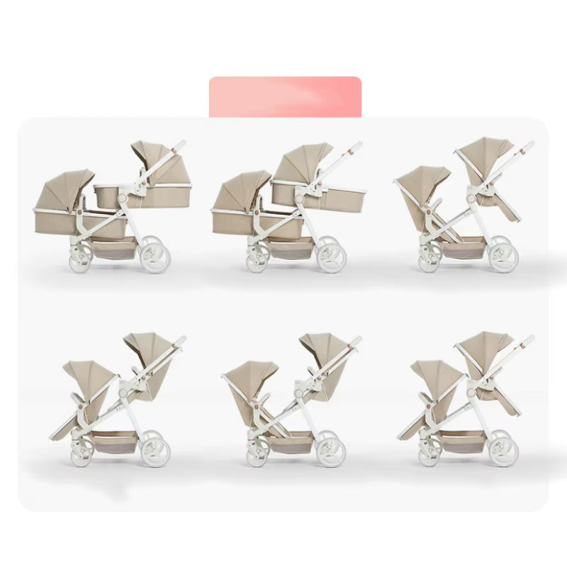 2025 Newest Twin Baby Stroller, Poussette Double Baby Stroller,High Quality Twin Baby Stroller with 1 Year Warranty
