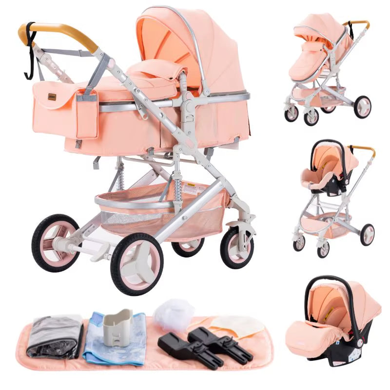 Discover the Versatile 3 in 1 Lightweight High-View Stroller with Aluminium Alloy Frame - Perfect Travel System for Newborns and Toddlers!