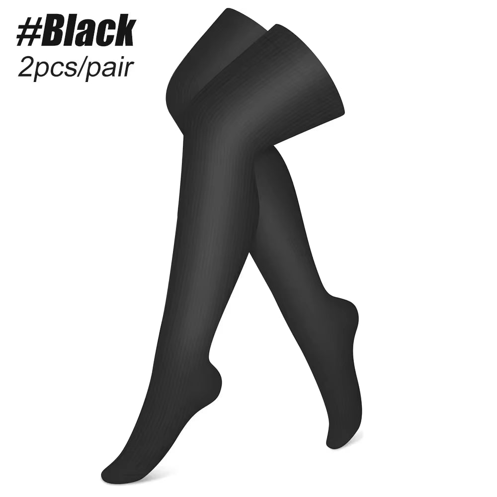 1Pair Sport Thigh High Compression Socks, Compression Stockings Treatment for Running, Edema, Varicose Veins, Pregnancy, Nursing