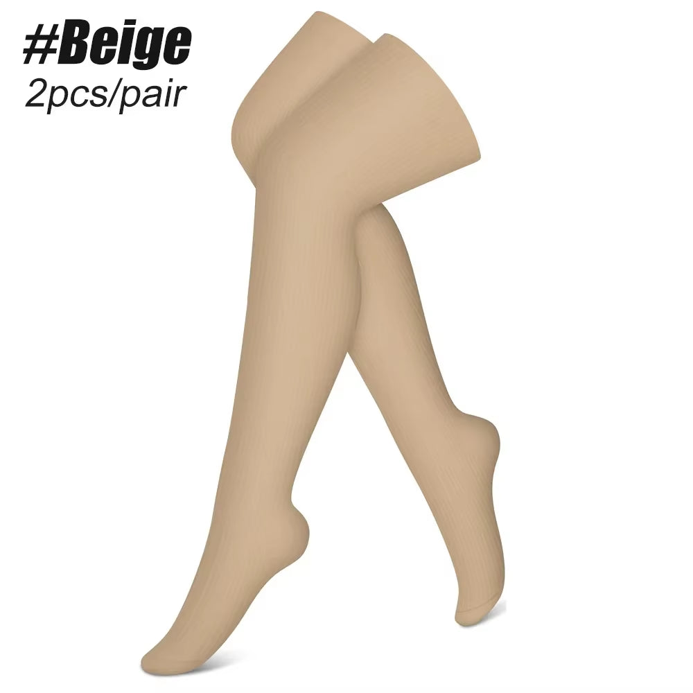 1Pair Sport Thigh High Compression Socks, Compression Stockings Treatment for Running, Edema, Varicose Veins, Pregnancy, Nursing