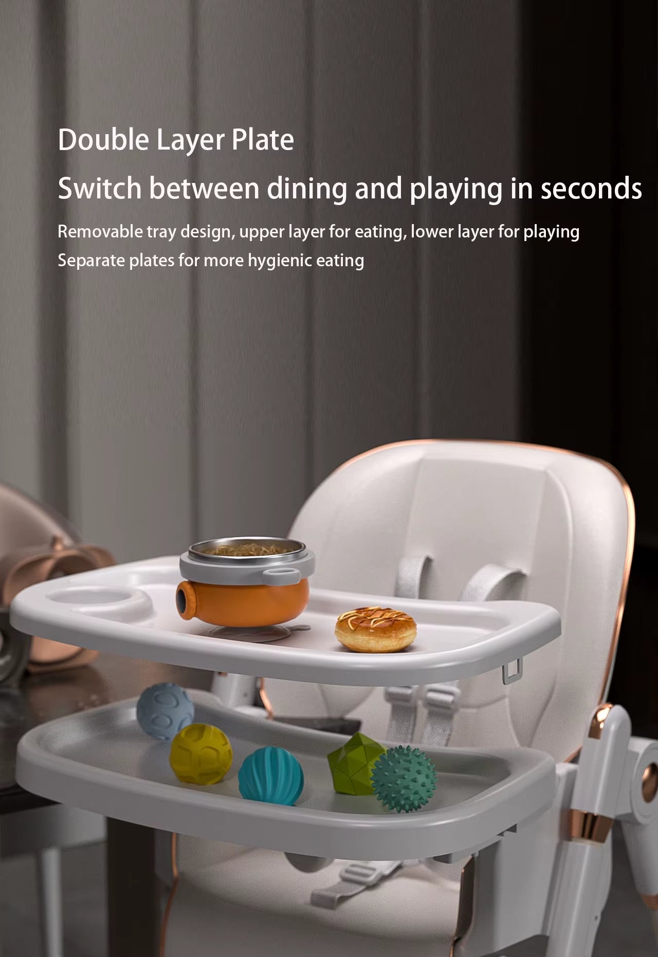 Baby Chair Baby Feeding Chair Baby Dining Table Chair High Chair for Feeding Children'S Folding Dining Chair with Wheel