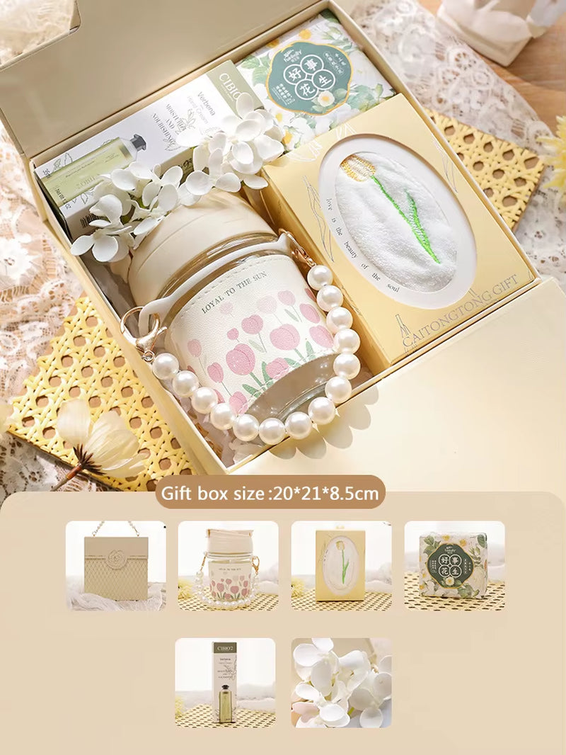 Camellia Pearl Gift Set Women Practical Birthday Valentine'S Day Bridal Shower Mother'S Day Hand Companion Gift Boxes Gifts