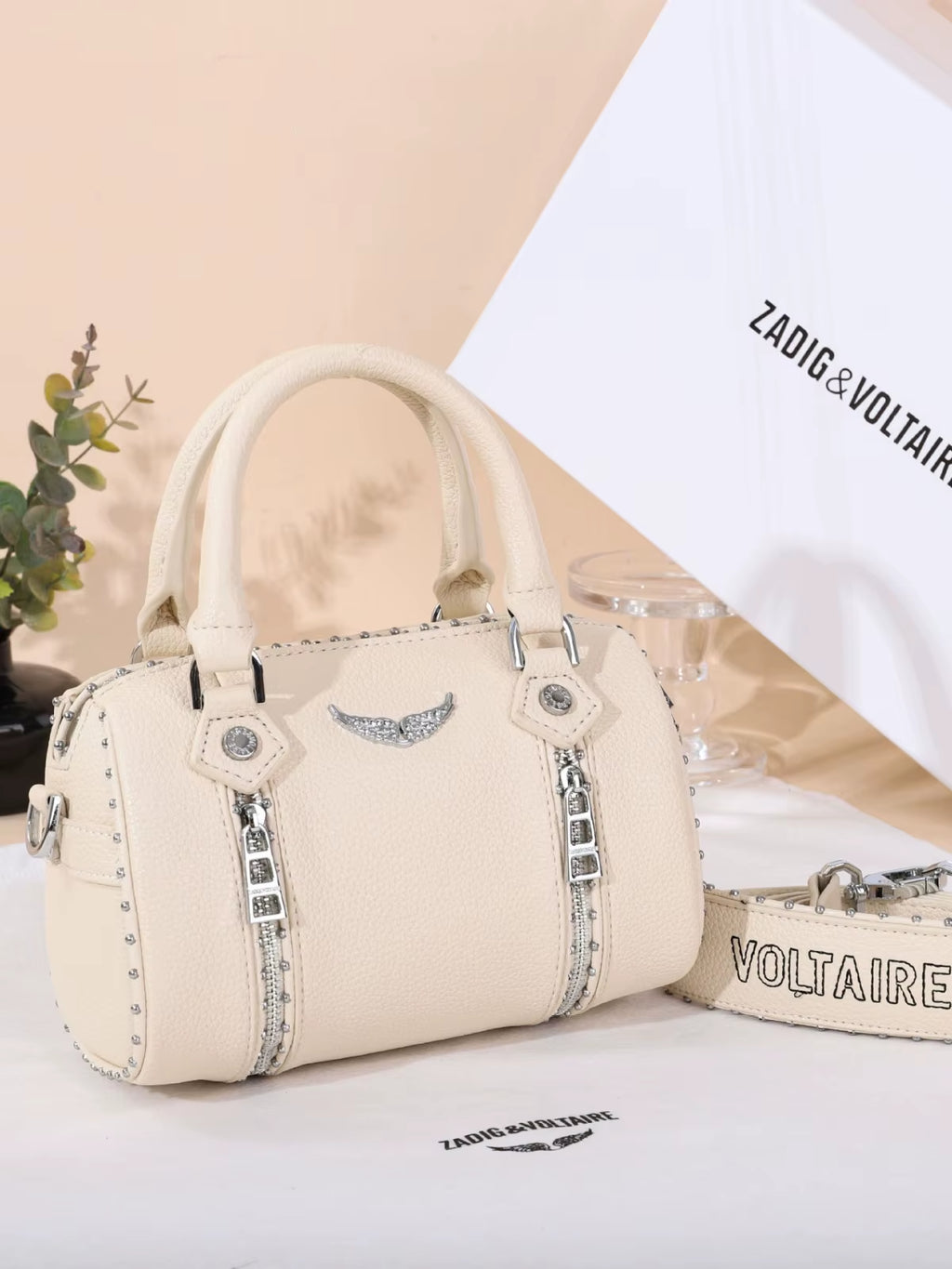 Fashionable Mini Boston Women'S Bag 2025 New Style Single Shoulder Handbag Diamond Embellished PU Material Cross-Border Trend