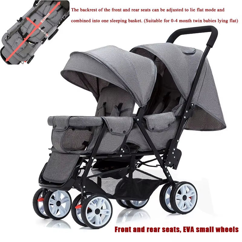 Poussette Double Front and Rear Seats Foldable Baby Stroller for Two Children Lightweight Portable Twin Stroller EU STOCK