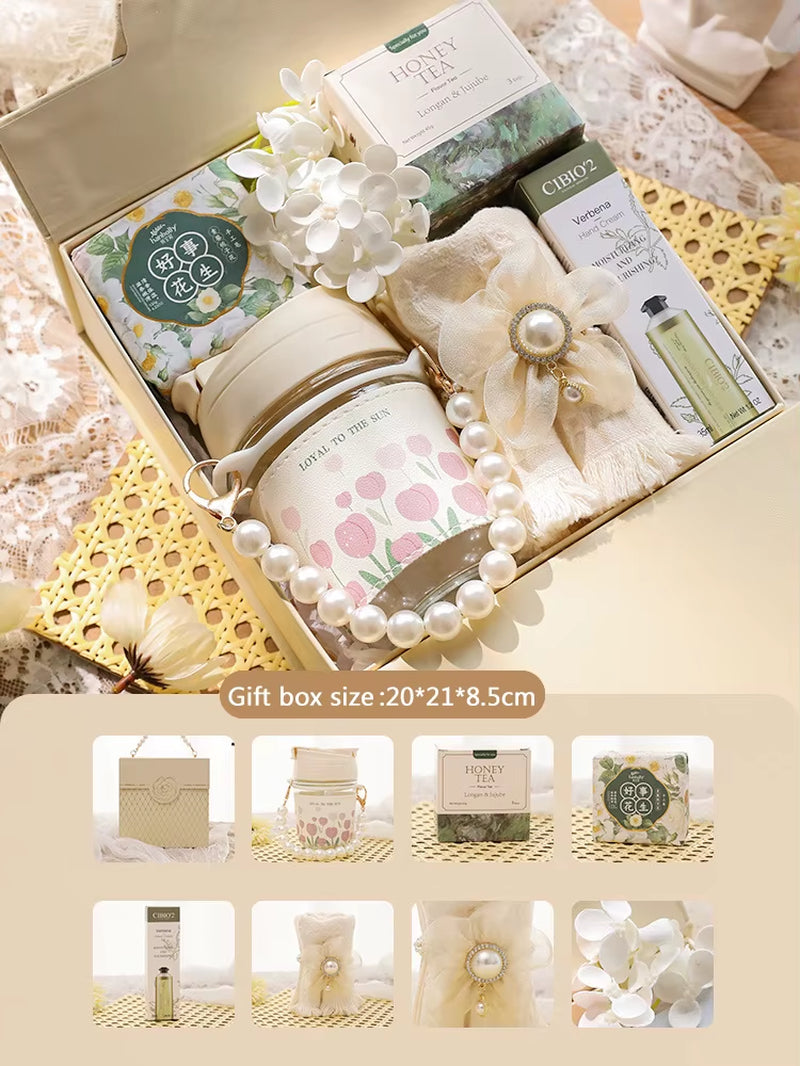 Camellia Pearl Gift Set Women Practical Birthday Valentine'S Day Bridal Shower Mother'S Day Hand Companion Gift Boxes Gifts