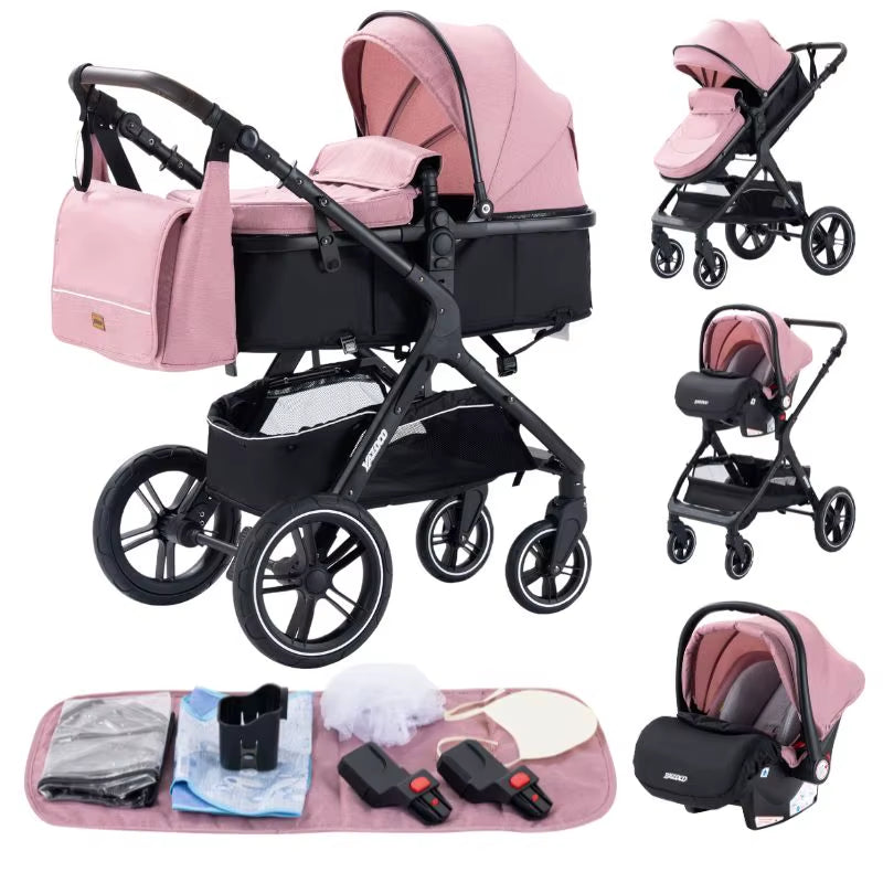 Discover the Versatile 3 in 1 Lightweight High-View Stroller with Aluminium Alloy Frame - Perfect Travel System for Newborns and Toddlers!