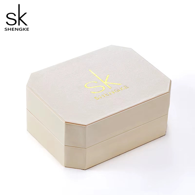 SHENGKE Creative Quartz Watch High Quality Luxury Jewelry Set Gift Box Women Watch Wristwatch Earrings Necklace Relogio Feminino