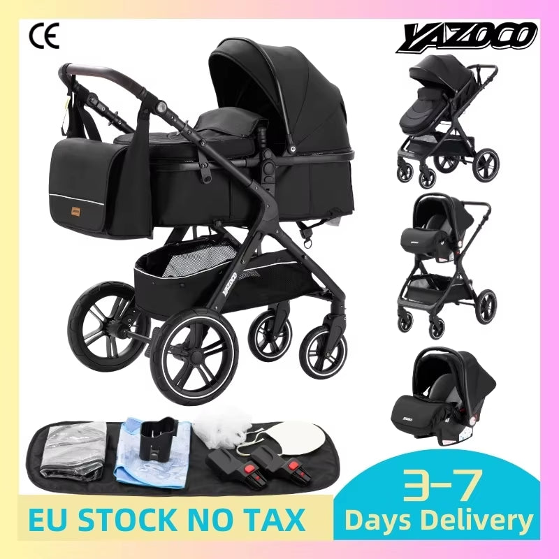 Discover the Versatile 3 in 1 Lightweight High-View Stroller with Aluminium Alloy Frame - Perfect Travel System for Newborns and Toddlers!