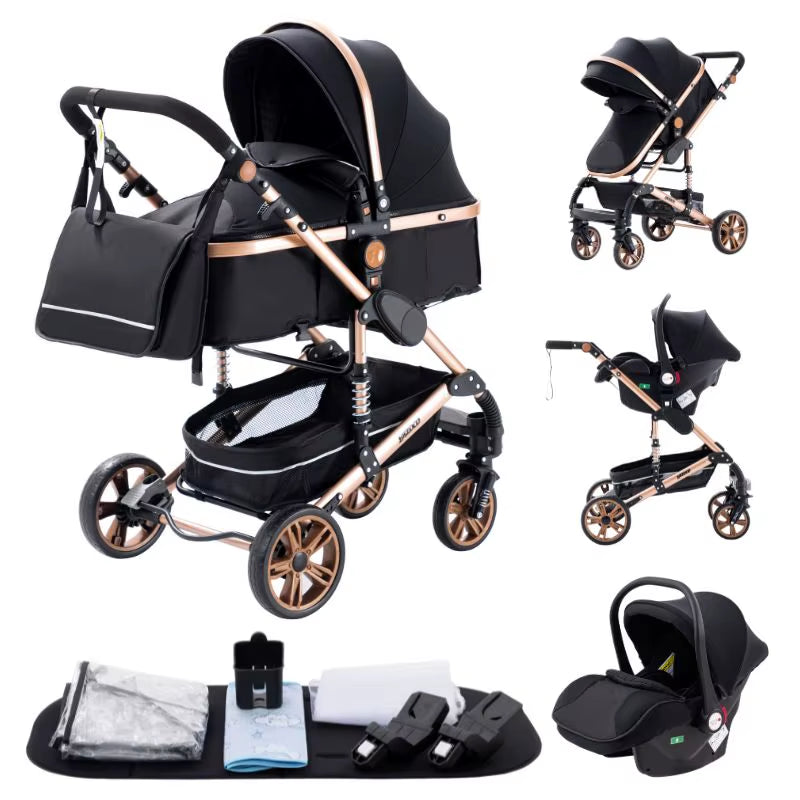Discover the Versatile 3 in 1 Lightweight High-View Stroller with Aluminium Alloy Frame - Perfect Travel System for Newborns and Toddlers!
