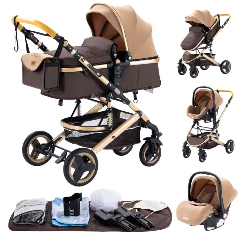 Discover the Versatile 3 in 1 Lightweight High-View Stroller with Aluminium Alloy Frame - Perfect Travel System for Newborns and Toddlers!