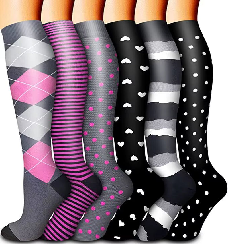 Animal Fruit Compression Socks for Men Women Running Nurse Compression Socks Nurses Sport 6 PAIRS Ladies Lady Womens Running