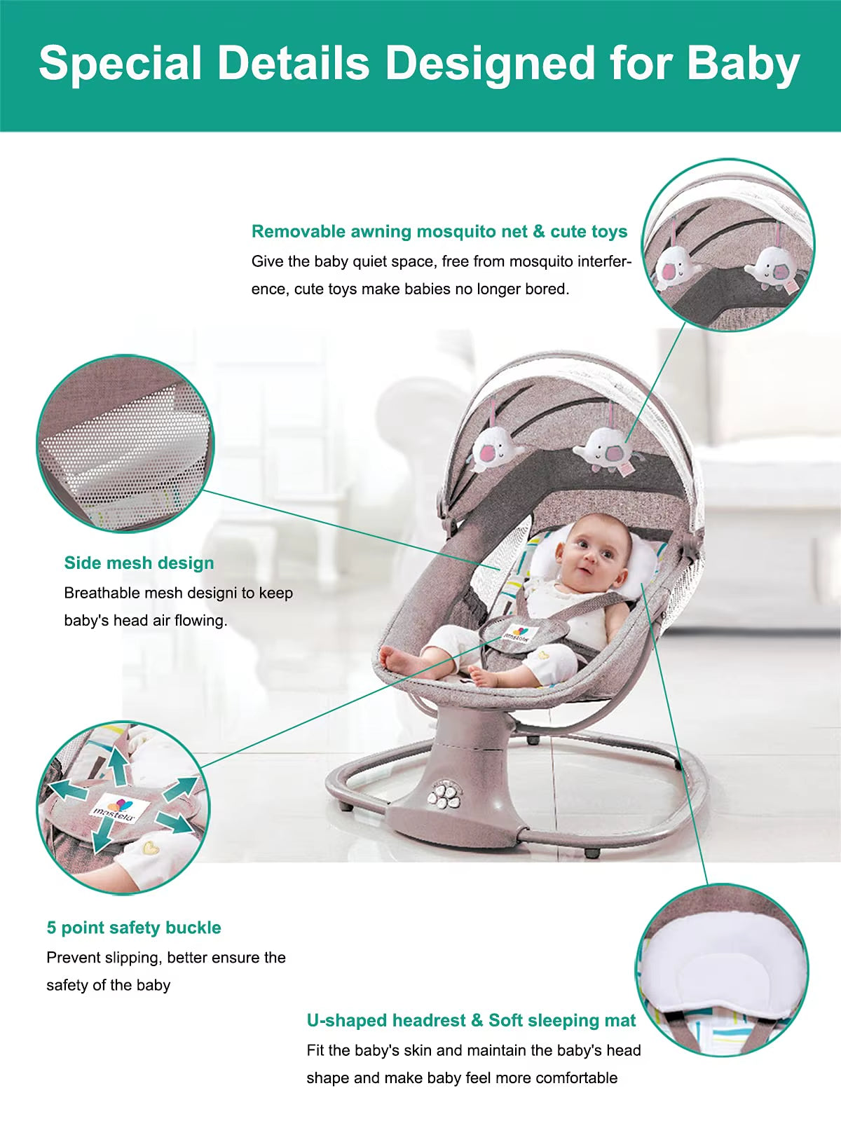 Baby Bed Luxury Cradles Baby Swing Electric Infant Crib Baby Bed Newborn Baby Swing Electric Electric Rocking Chair for Baby