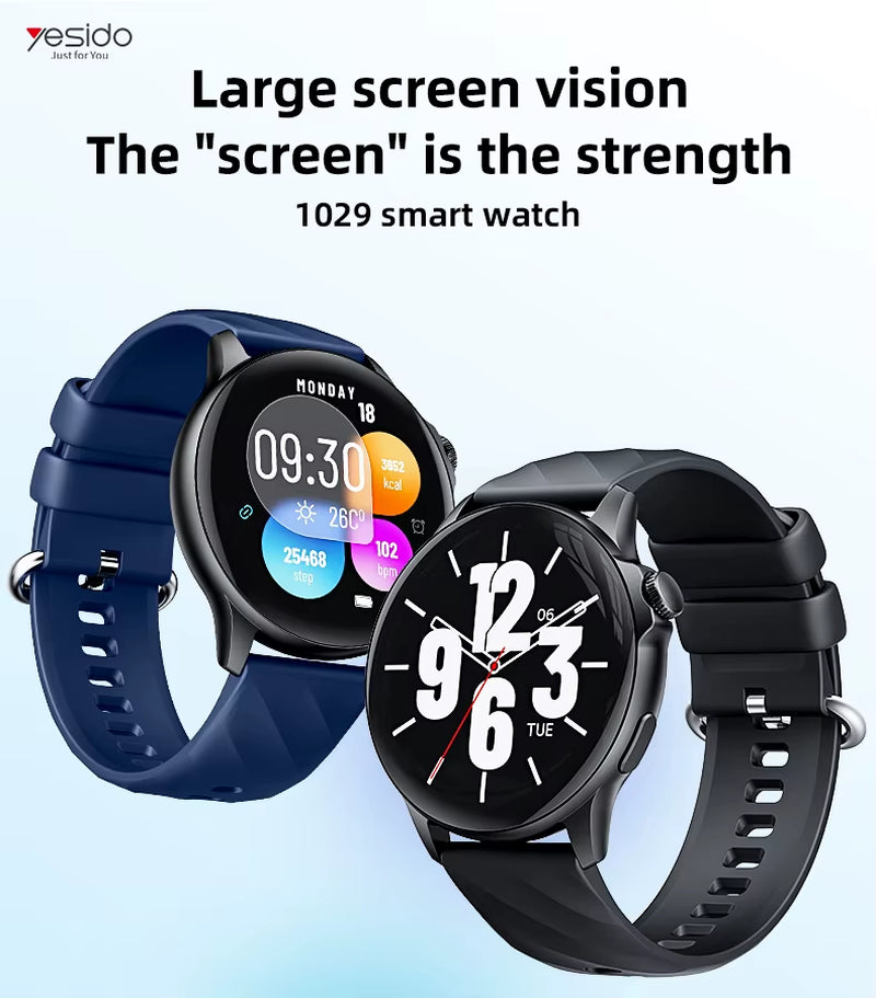 Yesido BT5.2 Large Screen Health Detection Strong Battery Life Waterproof Smart BT Watch